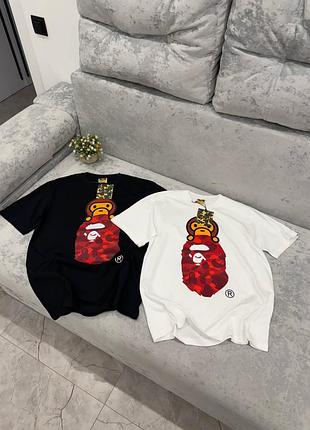 Футболка bape, 100% бавовна, s–xl, біла, чорна