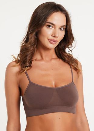 Безшовний топ на тонких бретелях giulia cami top s/m brown-deep taupe