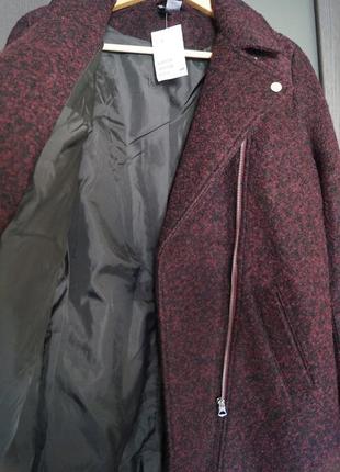 Стильное пальто бордо бордовое марсала деми молнии 36 38 h&m винное полупальто6 фото