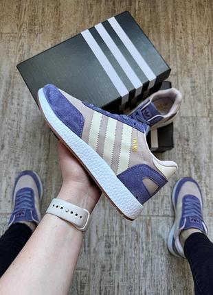 Кросівки жіночі adidas iniki beige & violet