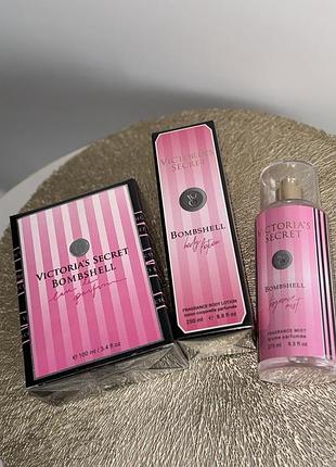 Набір victoria’s secret❣️парфуми+лосьйон для тіла+спрей міст bombshell