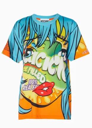 Багатобарвна футболка cartoon print moschino.