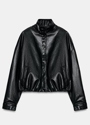 Zara куртка бомбер из искусственной кожи