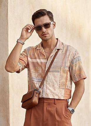 Чоловіча рубашка сорочка шведка гавайка мужская тенниска теніска зара zara купить размер с м купити розмір s m