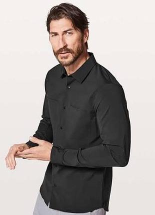 Lululemon zenway shirt mens small black ventilated lightweight snap commuter