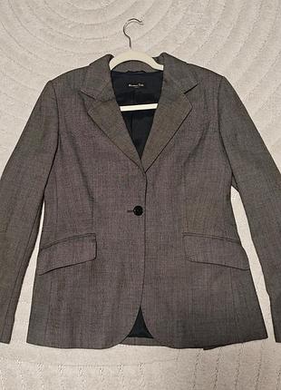 Шерстяной пиджак женский massimo dutti, 100% шерсть, размер xl (eur 44)