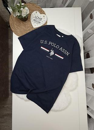 Коттоновая темно-синяя футболка от u.s. polo assn. оригинал 12-13 лет (152-158)