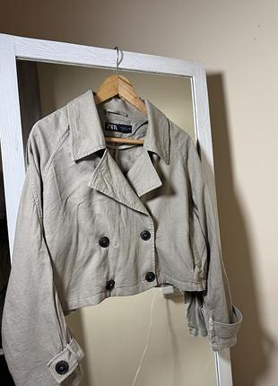 Вкорочений тренч zara з льону