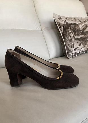 Винтажные замшевые туфли-лодочки gucci, оригинал, (1970-80-е, италия), р. 39, 38