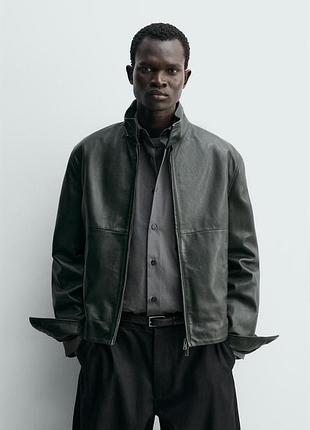 Кожаная куртка zara свободного кроя