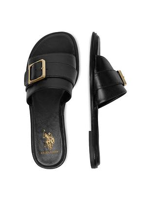 Шльопанці жночі чорні шкіряні u.s. polo assn eo-tempe001w/6l1