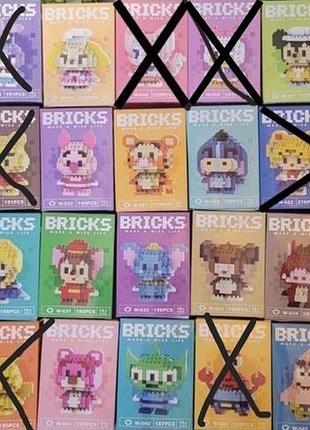 Дрібний блочний конструктор фігурка пікселі bricks з героями мультиків
