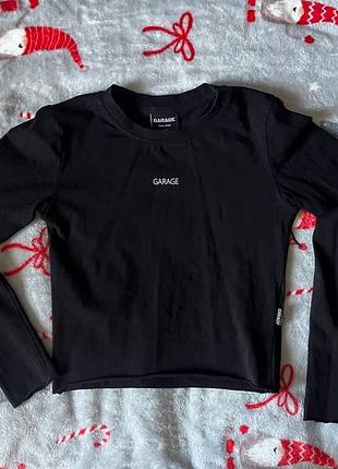 🖤 черный кроп-топ garage xs | длинный рукав