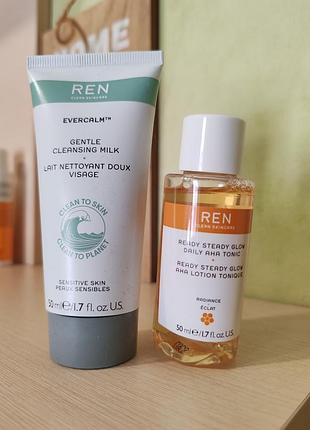 Тоник с ана косотами и нежное очищающее молочко ren