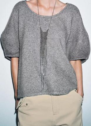 Жіночий трикотажний светр з короткими рукавами zara розмір м л