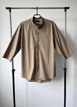 Чоловіча літня сорочка з подовжиним рукавом 3/4,  у розмірі l, cos tan grandad collar button down shirt