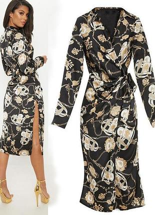 Распродажа платье prettylittlething миди с принтом версачи