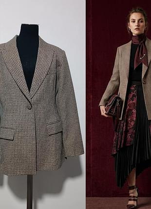 Zara в гусиную лапку шерстяной жакет/ структурированный блейзер в клетку (лимитированная серия), l/175/96 см
