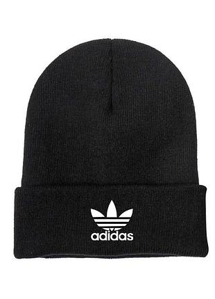 Культова чорна шапка-біні adidas originals trefoil з великим логотипом! 🖤🔥