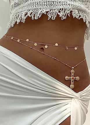 Набор цепочек на тело body chain или на шею с крестом