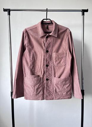 Вельветова куртка-роквел, овершот у розмірі m, 100% бавовна, drake’s pink corduroy chore jacket made in portugal 🇵🇹