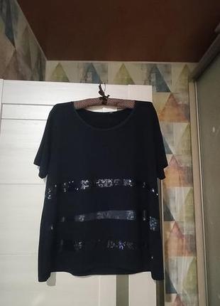 Футболка женская нарядная темно синяя l/xl