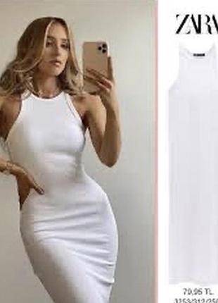 🥰 бавовняна обтисла сукня в рубчик zara s