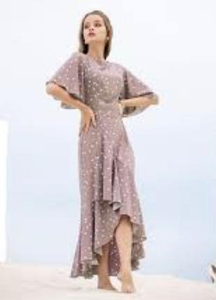Красивое в горох с воланом платье 👗