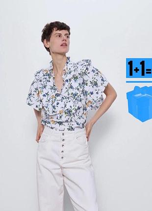🥰 бавовняна блуза в квітковий принт zara s