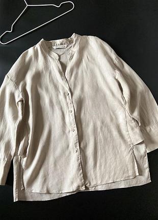 Стильна бежева лляна сорочка від zara