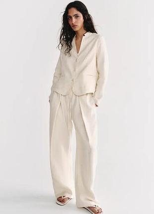 Блейзер жіночий бежевий лляний zara new