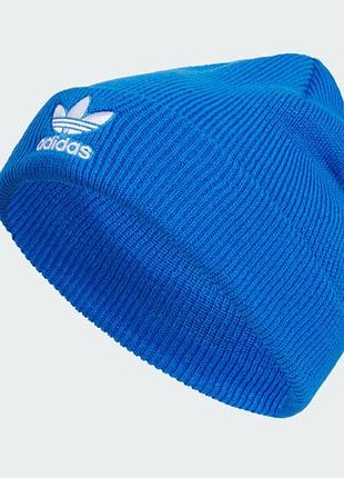 Яркая синяя шапка-бини adidas originals trefoil с большим белым логотипом! 💙🔥