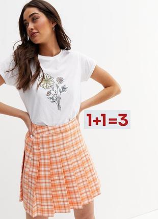 1+1=3 🎁 трендовая мини юбка тенниска плиссе в клетку от new look