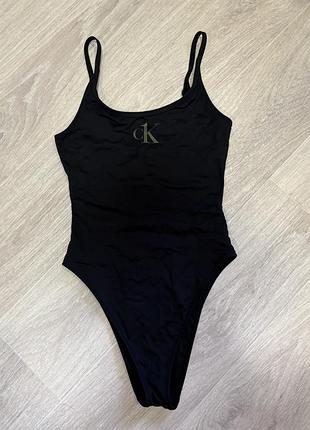 Жіночий купальник calvin klein xs xxs суцільний чорний