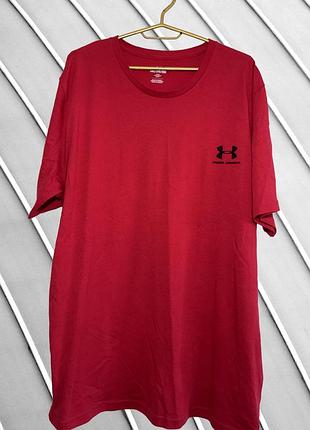 Чоловіча червона футболка under armour 2xl 3xl xxl 54 56 58 оригінал андер армор спортивна футболка з лого 56
