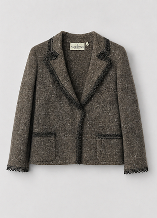 Вовняний вінтажний піджак valentino boutique 1989-90's wool &amp; angora jacket — 36 uk -38 uk