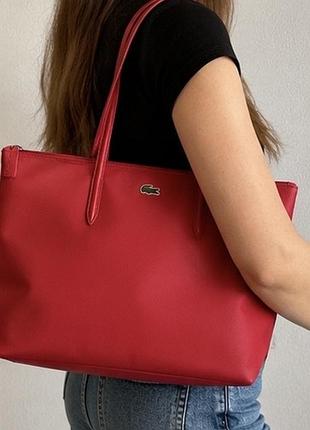 Сумка lacoste shopper червона — оригінал, ідеальний стан