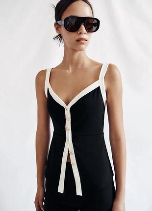 Топ жіночий чорний контрасний zara new
