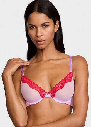 Сетчатый бюстгальтер demi без подкладки с кружевной отделкой. victoria’s secret. оригинал 🇺🇸