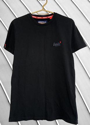 Мужская черная футболка superdry s 44 46 оригинал супердрай хлопковая базовая футболка с логотипом прямого кроя 46