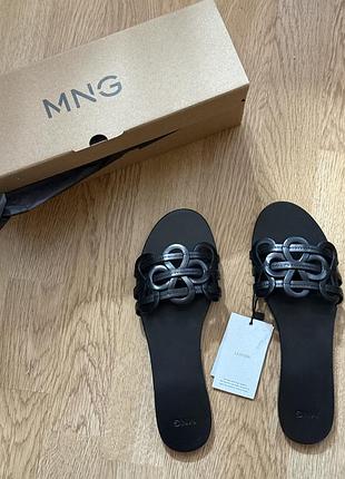 Шкіряні шльопанці жіночі mango 38 розмір