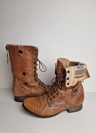 Steve madden кожаные женские ботинки берцы коричневые осень весна