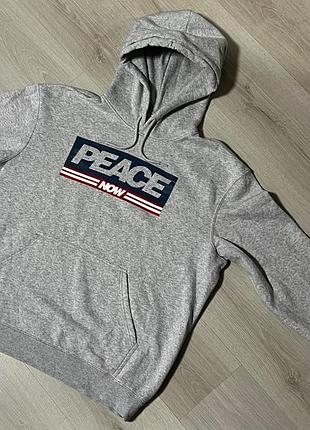 Сіре худі h&m «peace now» / толстовка з капюшоном / розмір xl