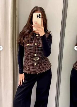 Жіночий твідовий жилет з ременем zara розмір м