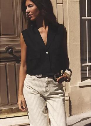 Жіночий лляний чорний жилет zara розмір л