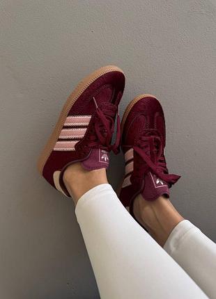😍 женские кроссовки adidas samba | burgundy pony premium (7)