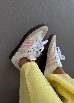 😍 женские кроссовки adidas samba | white / light pink premium (4)