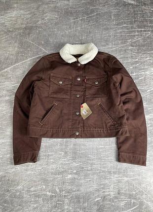 Нова джинсовка з хутром levi’s коричнева з підкладкою стан новий розмір s