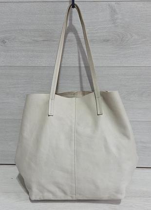 Кожаный шоппер massimo dutti