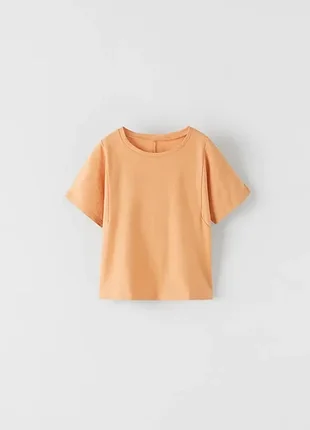 Детская оранжевая базовая футболка из хлопка свободного кроя zara 4-5 лет